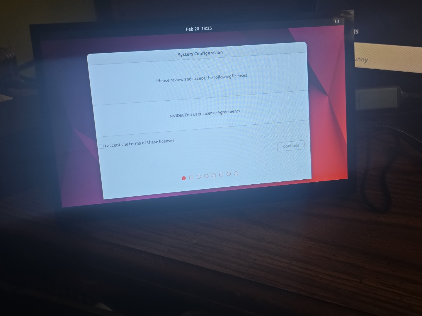 Real Endexia display during staging and system configuration.